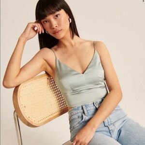 Pastel Seafoam Green Satin Crop Tank Top